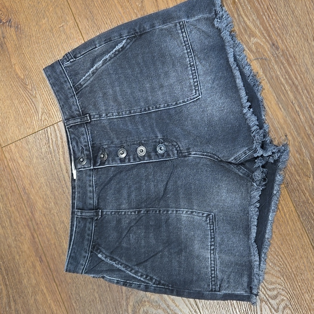 Free People Charcoal Washed Denim Jean Shorts